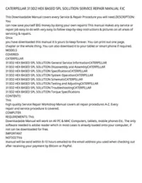 CATERPILLAR 313D2 HEX BASED SPL SOLUTION SERVICE REPAIR MANUAL FJC preview