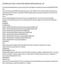 CATERPILLAR 324D L EXCAVATOR SERVICE REPAIR MANUAL JAT preview