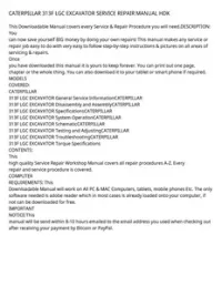 CATERPILLAR 313F LGC EXCAVATOR SERVICE REPAIR MANUAL HDK preview