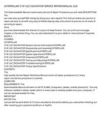 CATERPILLAR 313F LGC EXCAVATOR SERVICE REPAIR MANUAL GJD preview