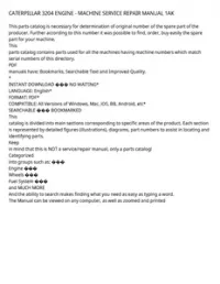 CATERPILLAR 3204 ENGINE - MACHINE SERVICE REPAIR MANUAL 1AK preview