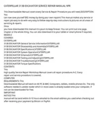 CATERPILLAR 313B EXCAVATOR SERVICE REPAIR MANUAL 9PR preview