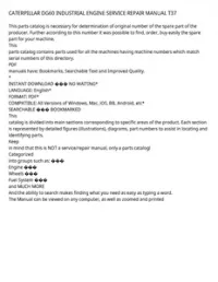 CATERPILLAR DG60 INDUSTRIAL ENGINE SERVICE REPAIR MANUAL T37 preview