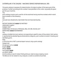 CATERPILLAR 3176C ENGINE - MACHINE SERVICE REPAIR MANUAL 3PD preview