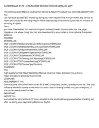 CATERPILLAR 312E L EXCAVATOR SERVICE REPAIR MANUAL WEY preview