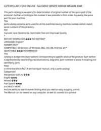 CATERPILLAR 3126B ENGINE - MACHINE SERVICE REPAIR MANUAL BMA preview