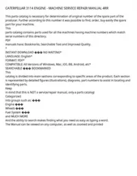 CATERPILLAR 3114 ENGINE - MACHINE SERVICE REPAIR MANUAL 4RR preview