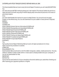 CATERPILLAR VFS50 TRAILER SERVICE REPAIR MANUAL 8XK preview