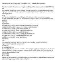 CATERPILLAR 442D BACKHOE LOADER SERVICE REPAIR MANUAL BRY preview