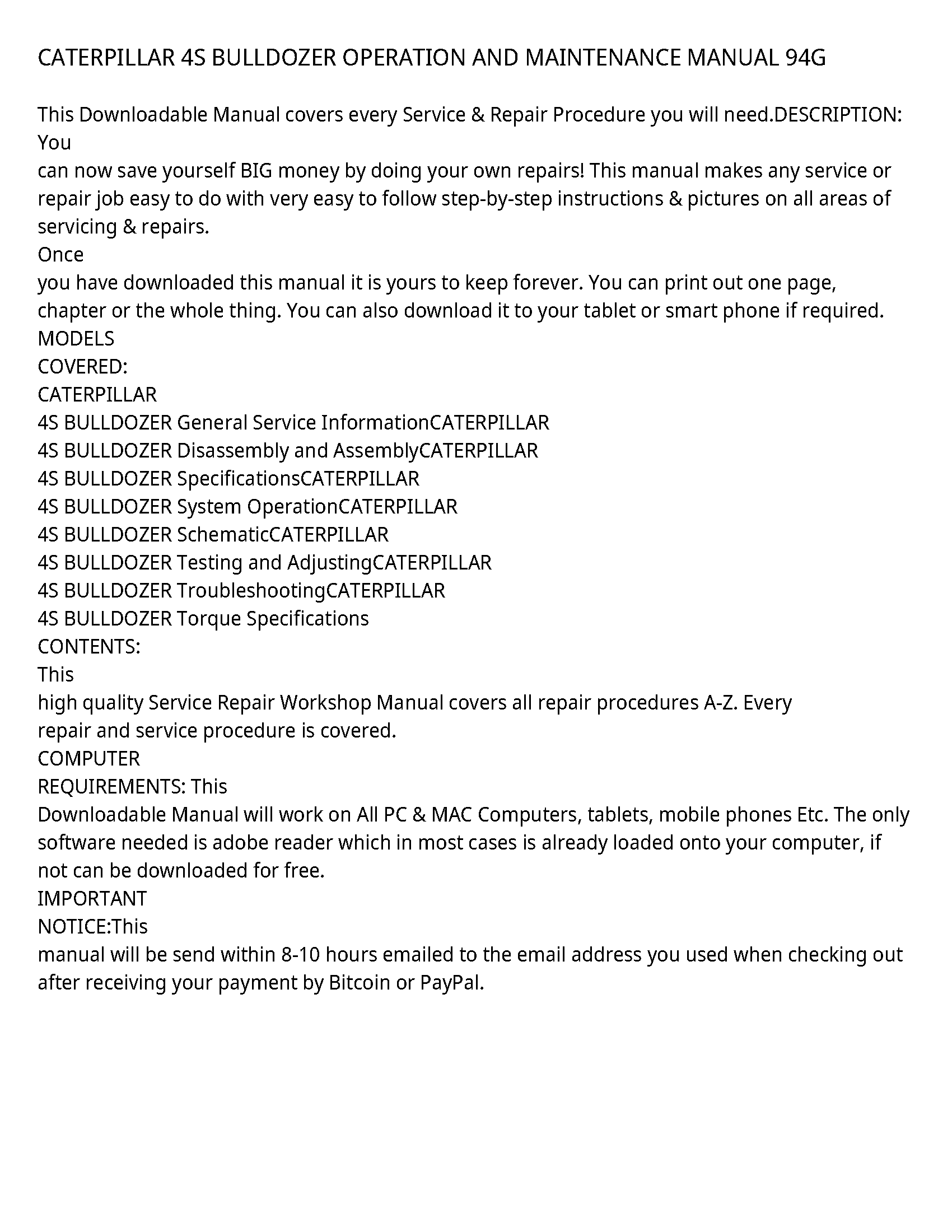 Caterpillar 4S service manual