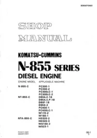 1984 KOMATSU-Cummins N-855 Series Diesel Engine Service Repair Workshop Manual(SEBE6710A03) preview
