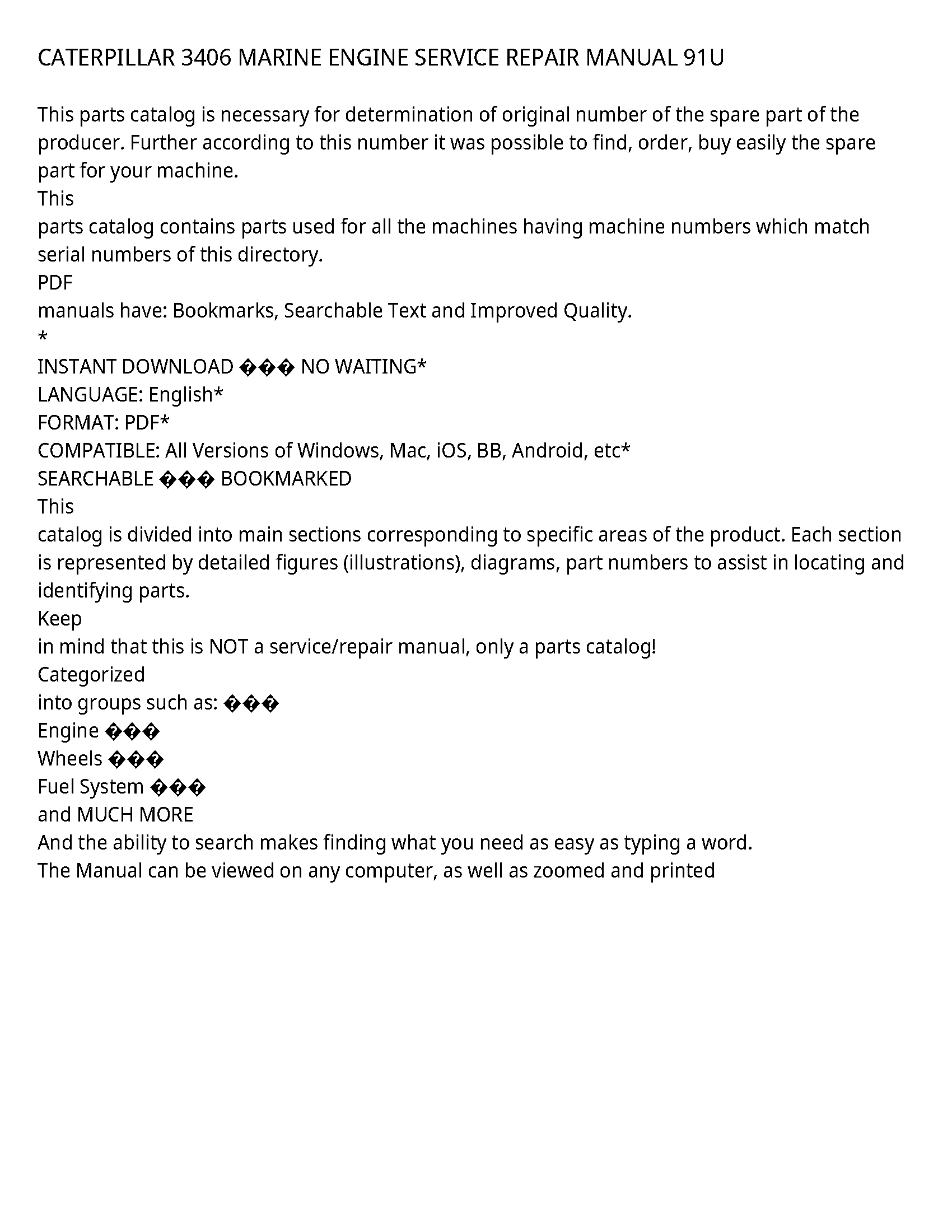 Caterpillar 3406 service manual