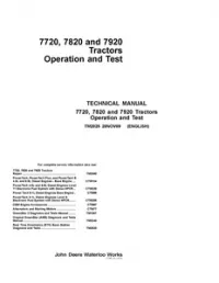 John Deere 7720 7820 7920 Tractors Operation and Tests - TM2025 preview