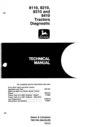 John Deere 8110 8210 8310 and 8410 Tractors Diagnostic Technical Manual -TM1796 preview