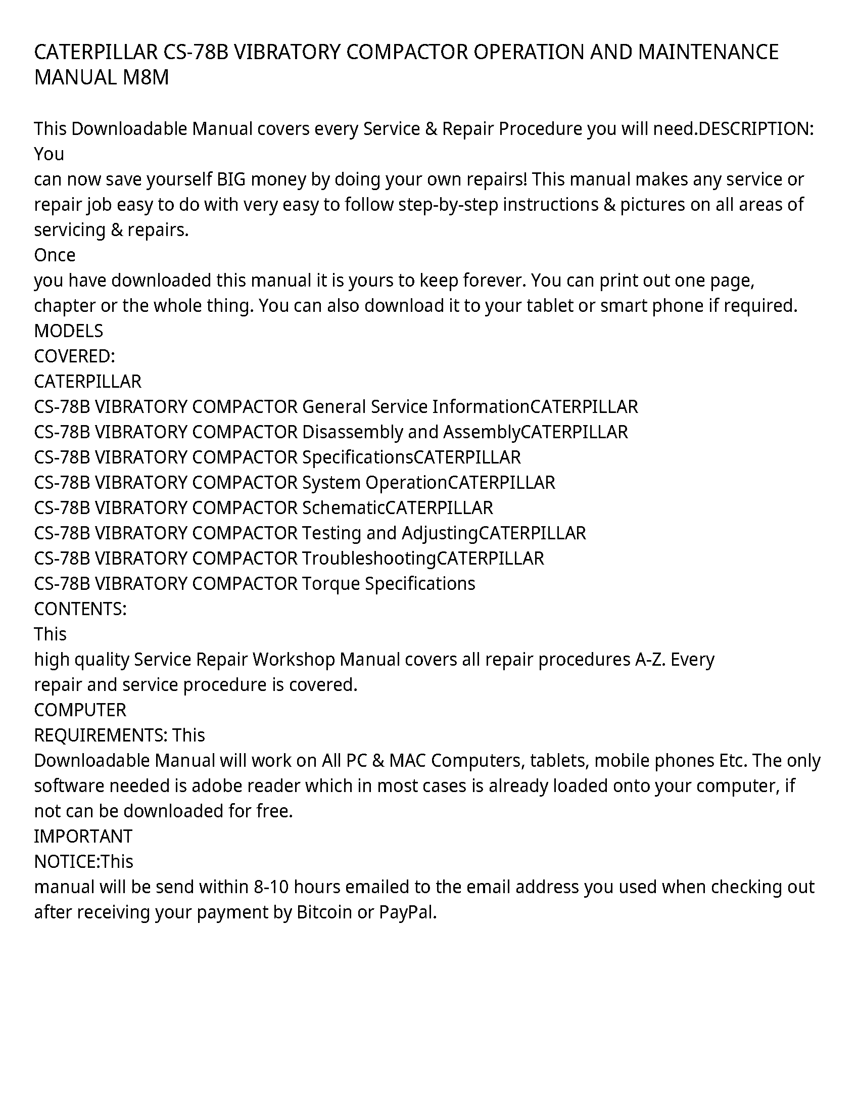 Caterpillar CS-78B service manual