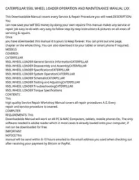 CATERPILLAR 950L WHEEL LOADER OPERATION AND MAINTENANCE MANUAL LXX preview
