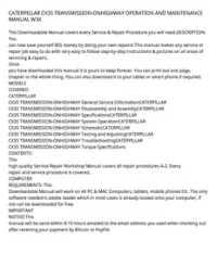 CATERPILLAR CX35 TRANSMISSION-ONHIGHWAY OPERATION AND MAINTENANCE MANUAL W3X preview