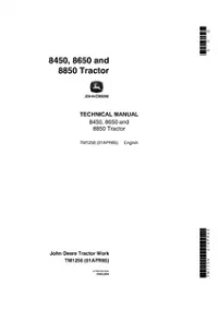 John Deere 8450 8650 and 8850 Tractors Technical Repair Service Manual -TM1256 preview