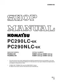 KOMATSU PC290LC-6K PC290NLC-6K Hydraulic Excavator Service Repair Workshop Manual preview