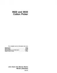 John Deere 9920 and 9930 Cotton Picker Technical Repair Service Manual -TM1283 preview