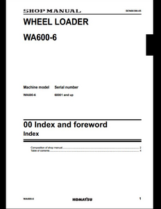 KOMATSU WA600-6 Wheel Loader service manual