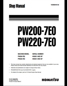 KOMATSU PW200-7E0 Wheeled Excavators manual