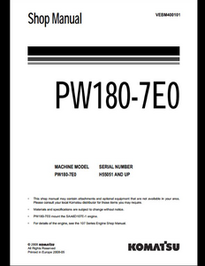 KOMATSU PW180-7E0 Wheeled Excavators manual