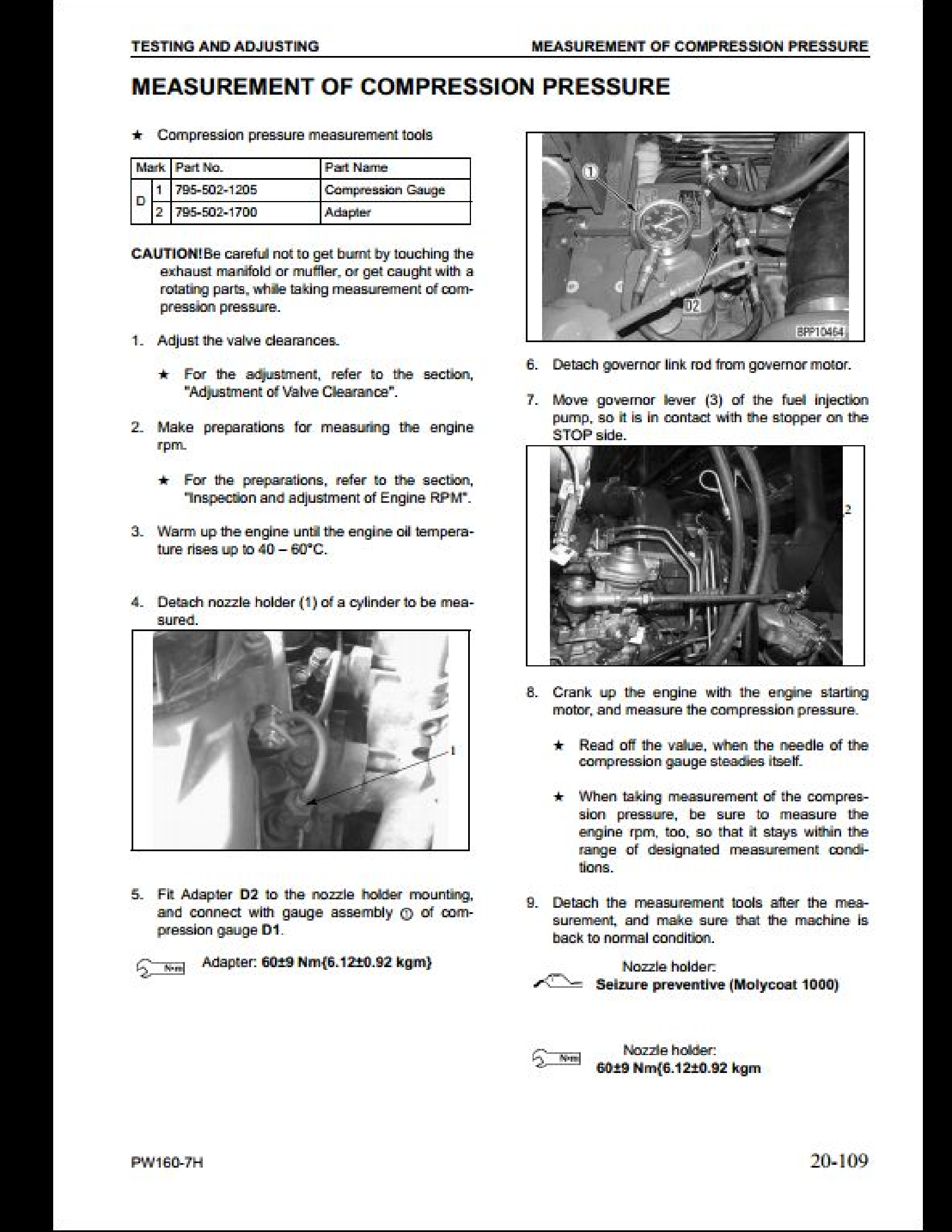 KOMATSU PW160-7H Wheeled Excavators manual