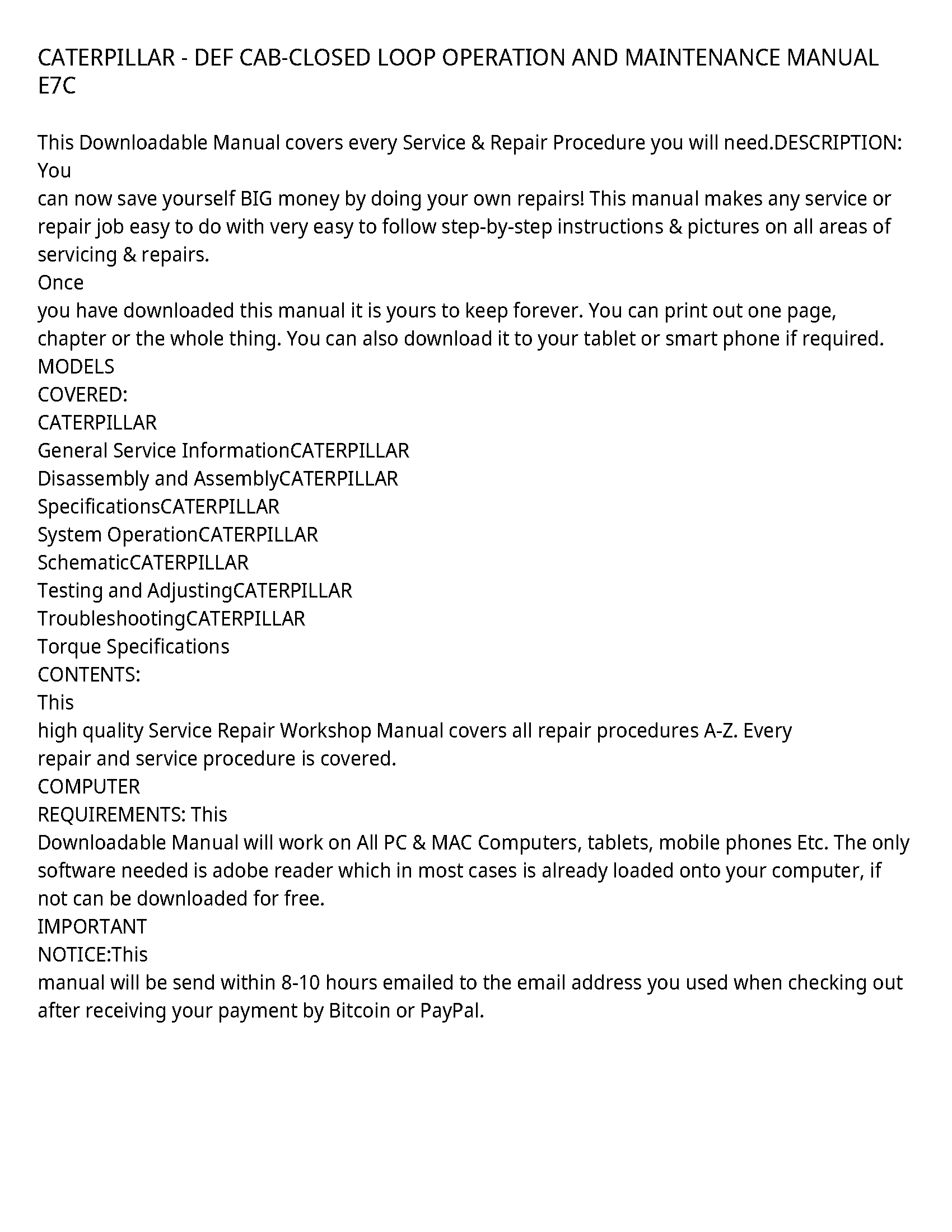 Caterpillar  service manual
