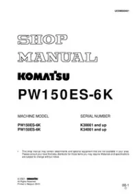 KOMATSU PW150ES-6K Wheeled Excavators Service Repair Workshop Manual[UEBM000401] preview