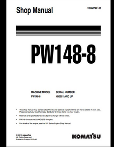KOMATSU PW148-8 Wheeled Excavators manual