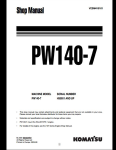 KOMATSU PW140-7 Wheeled Excavators manual