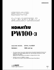 KOMATSU PW100-3 Wheeled Excavators manual