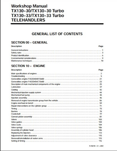 Case/Case IH TX130-30 turbo Telehanlers Excavator manual
