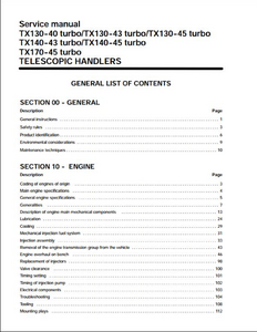Case/Case IH TX140 Telehanlers Excavator manual