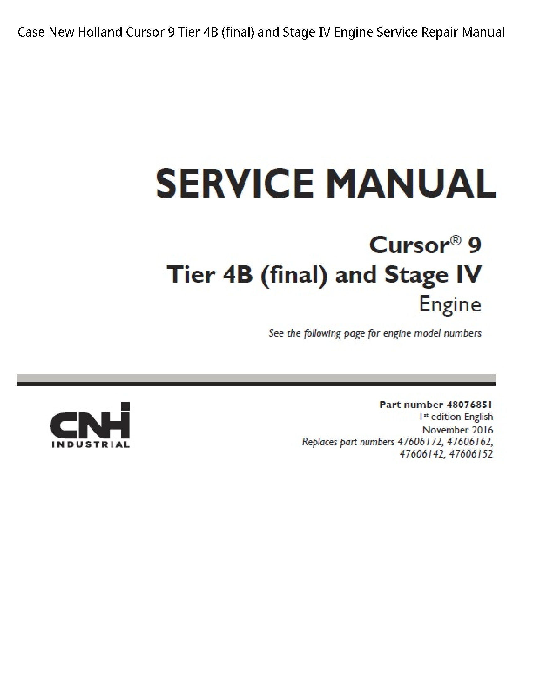 Case/Case IH 9 New Holland Cursor Tier (final)  Stage IV Engine manual