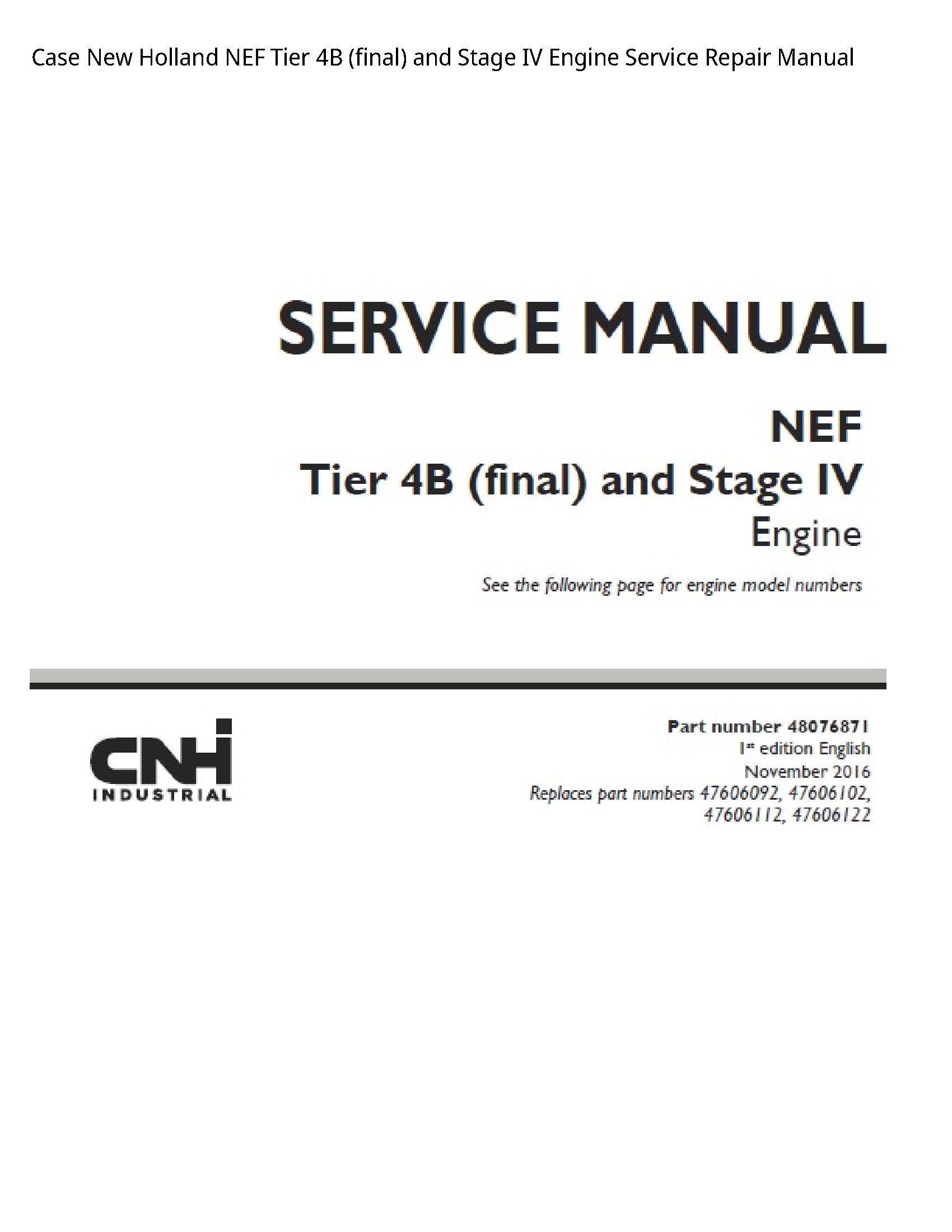 Case/Case IH 4B New Holland NEF Tier (final)  Stage IV Engine manual