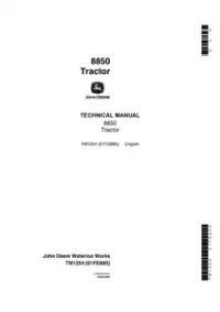 John Deere 8850 Tractors Technical Repair Service Manual -TM1254 preview