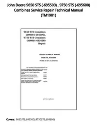 John Deere 9650 STS (-695500)   9750 STS (-695600) Combines Service Repair Technical Manual - TM1901 preview