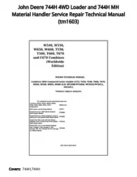John Deere 744H 4WD Loader and 744H MH Material Handler Service Repair Technical Manual - tm1603 preview