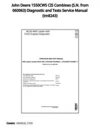 John Deere 1550CWS CIS Combines (S.N. from 060063) Diagnostic and Tests Service Manual - tm8243 preview