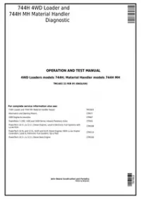 John Deere 744H 4WD Loader and 744H MH Material Handler Diagnostic and Test Service Manual - tm1602 preview