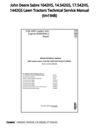 John Deere Sabre 1642HS  14.542GS  17.542HS  1442GS Lawn Tractors Technical Service Manual - tm1948 preview