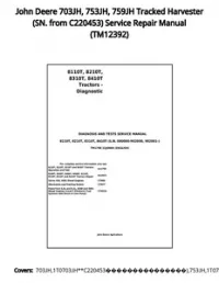 John Deere 703JH  753JH  759JH Tracked Harvester (SN. from C220453) Service Repair Manual - TM12392 preview