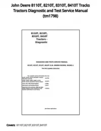 John Deere 8110T  8210T  8310T  8410T Tracks Tractors Diagnostic and Test Service Manual - tm1798 preview