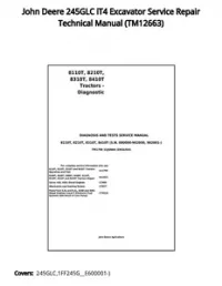 John Deere 245GLC iT4 Excavator Service Repair Technical Manual - TM12663 preview