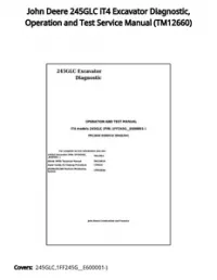 John Deere 245GLC iT4 Excavator Diagnostic  Operation and Test Service Manual - TM12660 preview