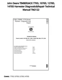 John Deere TIMBERJACK 770D  1070D  1270D  1470D Harvester Diagnostic&Repair Technical Manual TM2122 preview