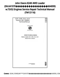John Deere 824K 4WD Loader (SN.641970664099) w.T3/S2 Engines Service Repair Technical Manual - TM12116 preview