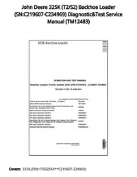 John Deere 325K (T2/S2) Backhoe Loader (SN:C219607-C234969) Diagnostic&Test Service Manual - TM12483 preview
